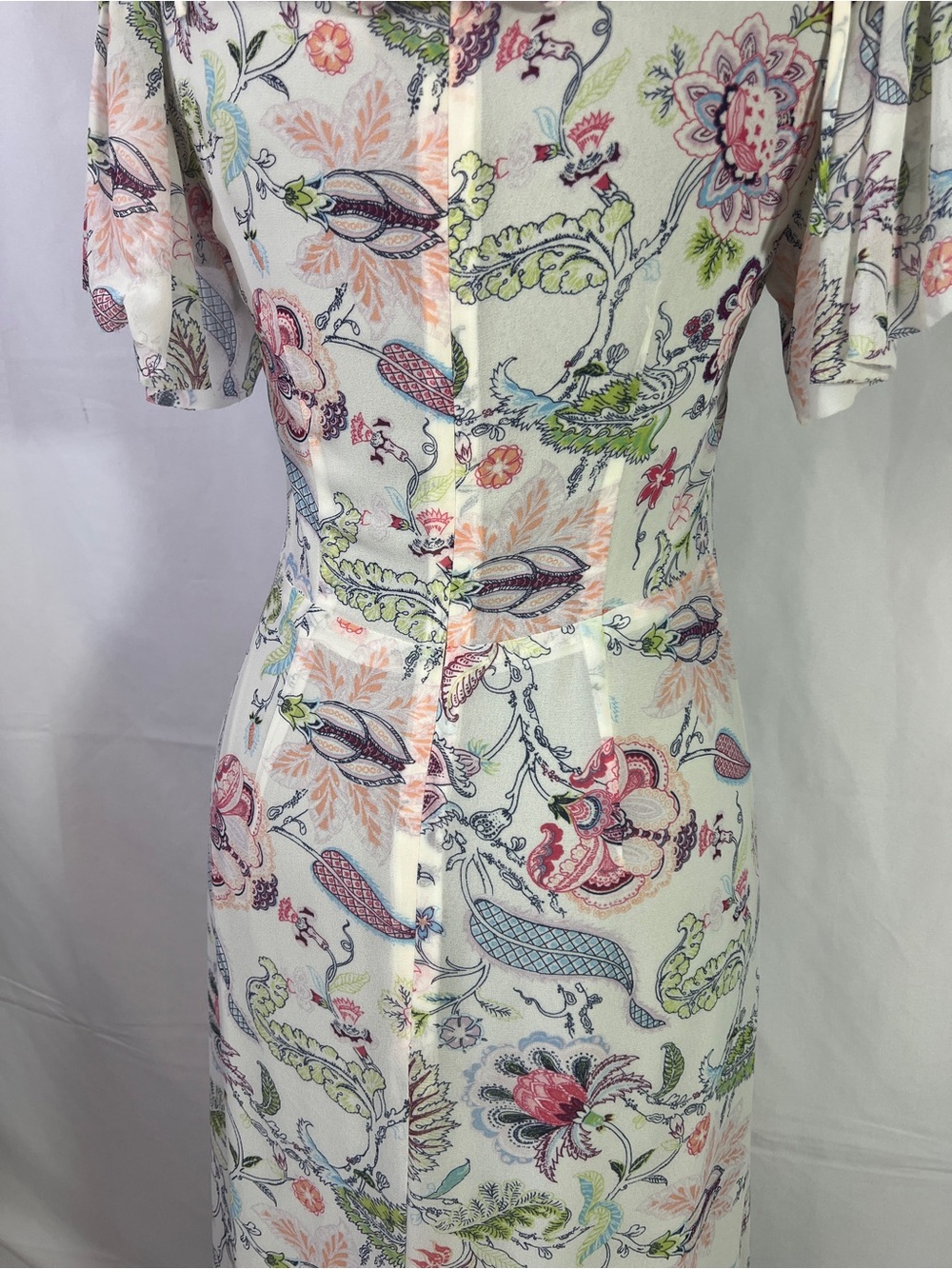 Cinq a Sept Sheila Floral Dress - 4 - Ruffle Trim Midi Shirred Wedding Party - Picture 8 of 15